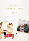 Kerstkaart met 2025 illustratie met lieve diertjes 3