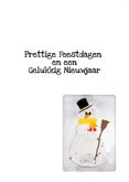 Kerstkaart met een sneeuwpop met bezem 3