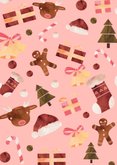 Kerstkaart met kerst illustraties en tekst hohoho Achterkant