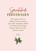 Kerstkaart rode strik aan lint met hulst 3