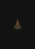 Kerstkaart silhouet kerstboom met gouden lampjes Achterkant