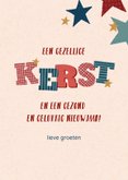 Kerstkaart sterren en letters  3