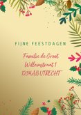 Kerstkaart takjes met goudlook achtergrond 3