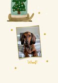 Kerstkaart teckel happy dogmas trui kerstboom en sterren 2