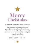 Kerstkaart trendy goud kerstboom sneeuw sterren strik 3