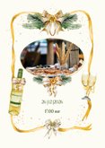 Kerstkaart uitnodiging kerstdiner strikken aan lint  2