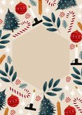 Kerstkaart warme kerst met illustraties kerstboom kerstbal Achterkant