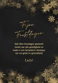 Kerstkaartje fijne feestdagen sneeuwvlokken goud 3