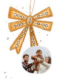 Kerstkaartje gouden strik en sterren Merry Christmas 2