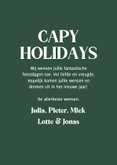 Kerstkaartje grappig met capibara donkergroen 3