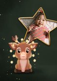 Kerstkaartje oh deer christmas is here rendier lampjes 2