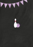 Kinderfeestje bowlen paarse bal Achterkant