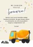 Kinderfeestje hijskraan uitnodiging bouw voertuigen feestje 3