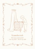 Klassiek geboortekaartje wieg en grote broer beige 2