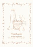 Klassiek geboortekaartje wieg en grote broer beige 2