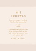 Klassieke beige trouwkaart met lijnillustratie van bloemen 3