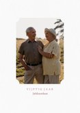 Klassieke jubileum uitnodiging met vintage roosje en foto's 2