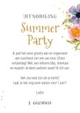 Kleurrijke uitnodiging Summer Party bloemen watercolor goud 3