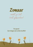 Knuffelkaart hond en narcissen om zomaar te versturen 3