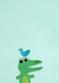 Krokodil en vogeltje felicitatiekaart 2