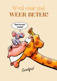 Leuke beterschapskaart met giraf die verkouden is 3
