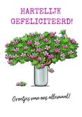 Leuke en grappige verjaardagskaart met beertje en bloemen. 3