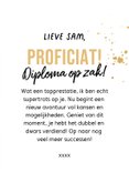 Leuke geslaagd fotokaart afstudeerhoedje streeppatroon goud 3