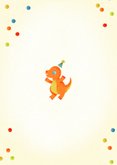 Leuke kinderfeestjekaart jump party met dino's en confetti Achterkant