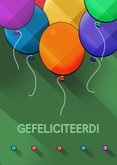 Leuke verjaardagskaart met ballonnen op groen 3