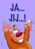 Leuke verjaardagskaart met verbaasde beer die jarig is 2
