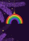 LGBTQ kerstkaart regenboog merry christmas kerstbal 2