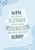 Lichtblauwe geboorte felicitatiekaart met typografie tekst 2