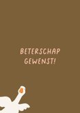 Lief beterschapskaartje gansje met golvend kader 2