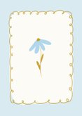 Lief geboortekaartje licht blauw met rand en bloem 2