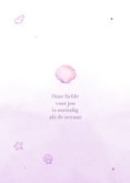 Lief pastel geboortekaartje met schelpjes en waterverf 2