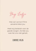 Lieve bedankkaart van zwart hondje met roze strik om nek  3