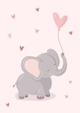 Lieve felicitatiekaart met muis en olifant geboorte meisje 2