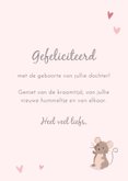 Lieve felicitatiekaart met muis en olifant geboorte meisje 3