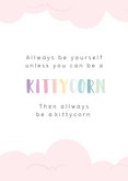 Lieve kaart met een unicorn kat illustratie. Kitticorn 2