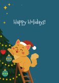 Lieve kat die kerstboom versiert 2