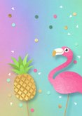 Lieve verjaardagskaart meisje flamingo ananas 2