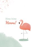 Lieve verjaardagskaart meisje roze flamingo en spetters mint 2