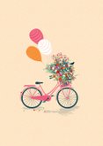 Lieve verjaardagskaart met fiets en bloemen 2