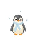 Lieve verjaardagskaart met schattige pinguïn met sjaal 2