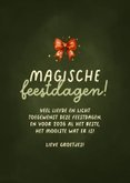 Magisch kerstkaartje kerstboom drie roodborstjes 3