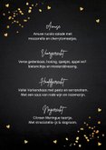 Menukaart zwart goudlook hartjes rechthoekig huwelijk  3