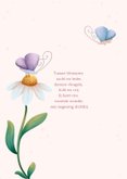 Minimalistisch geboortekaartje met bloem en vlinders 2