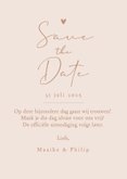 Minimalistisch save the date trouwkaart hartje koper 3