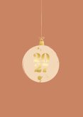 Minimalistische kerstkaart met kerstbal en goudlook terra 2