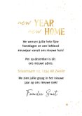 Minimalistische kerstkaart verhuizen new year new home goud 3